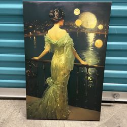 Elegant Balcony with Cityscape. 16” X 24”