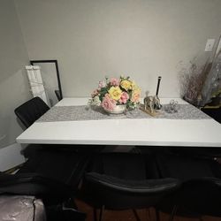 Dinning Room Set White And A Black Sectional 