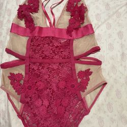 pink bodysuit lingerie 