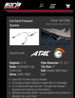 Dodge Ram Borla Exhaust