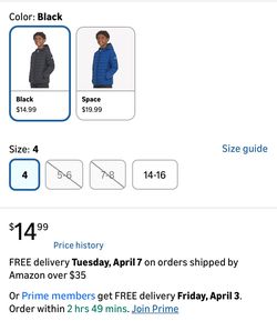 Gerry Packable Puffer Jacket for Boys. Size 4