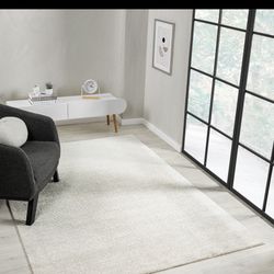 8’x10’ Solid Plain Modern Cream Ivory Rug 