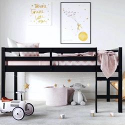 Wood Twin Loft Bed in Black
