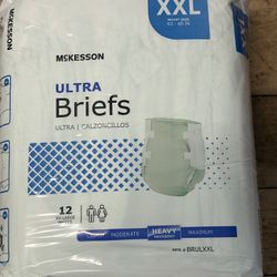 One package of 12 McKesson Ultra Adult Briefs with Heavy Absorbency XXL 63 to 69 inches 