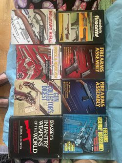 12 Books on firearms, pistols, guns some rarities