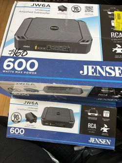 6.5” Underseat Subwoofer With Base Remote Built In Amp 600 Watts 