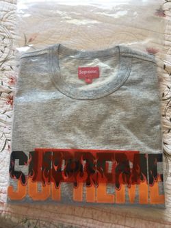 Grey Supreme flame s/s tee fw19