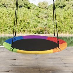 Goplus 40'' Flying Saucer Tree Swing Indoor Outdoor Play Set Swing for Kids colorful