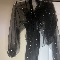 Black Pearl Studded Blouse Plus Size