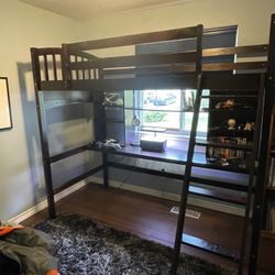 High Loft Bed With Desk And Book Shelf
