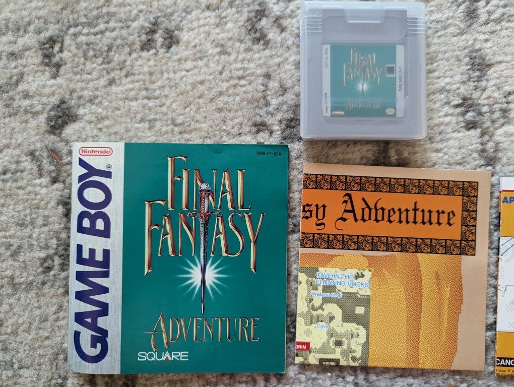 Final Fantasy Adventure Gameboy With Book And Map!