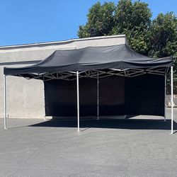 (NEW) $205 Heavy-Duty Canopy 10x20 ft with (2 Sidewalls), EZ Popup Outdoor Gazebo, Carry Bag (Red or Blue)