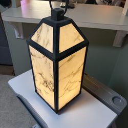 Vintage Style Lantern Table Lamp (Marble Look Panels)