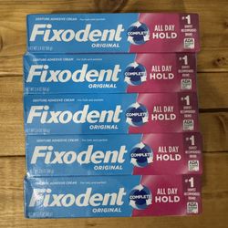Fixodent Original Denture Adhesive Cream, 2.4oz (Pack of 5)