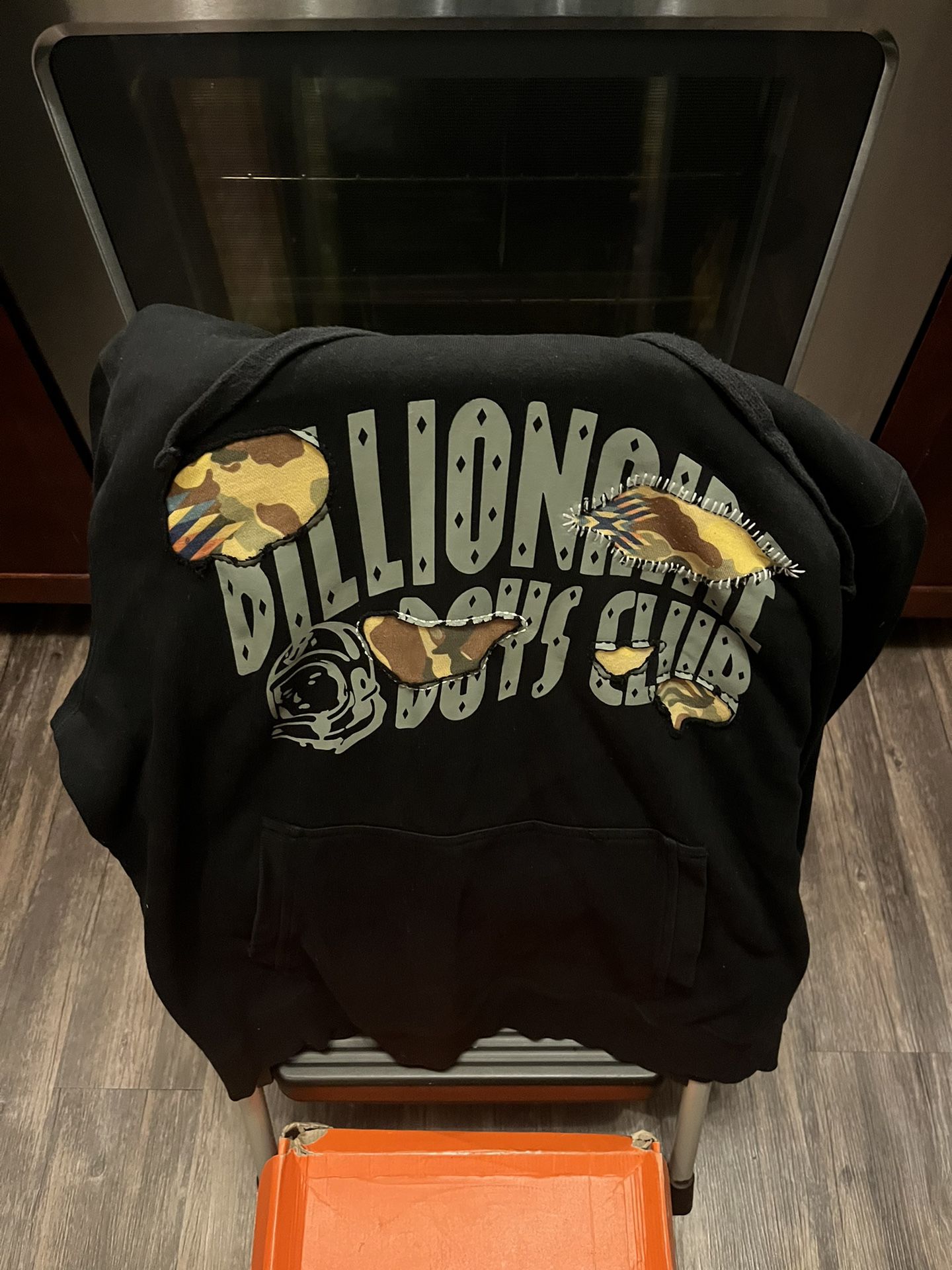 men’s billionaire boys club bbc camo sweatsuit hoodie size large pants size xl $95