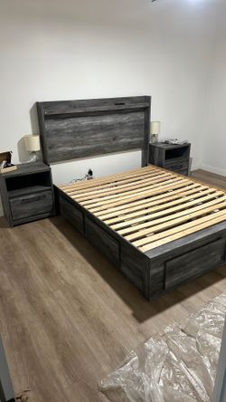 bed frame and night stands