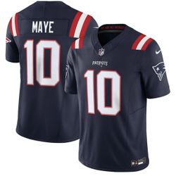 Drake Maye Jersey Navy New England Patriots Large Stitched #10