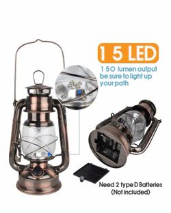 Rechargeable Vintage Hurricane Lantern, Metal Hanging Lantern with Dimmer Switch
