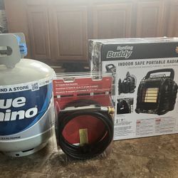 Propane Heater, 15 Lb Propane and Propane Hose
