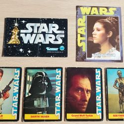'77 STAR WARS Toy Catalog/Wonder Bread Cards/Leia Sticker Bundle-RARE