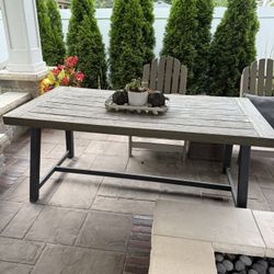 Outdoor Table Chairs And Bench + 3 Bar Height Stools