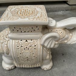 Vintage Large Ceramic Elephant Plant Stand / Side Table 