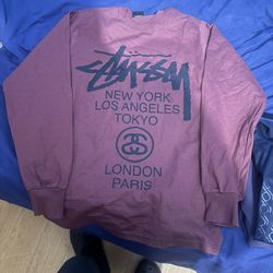 Stussy World Tour Shirt Long Sleeve Size Small