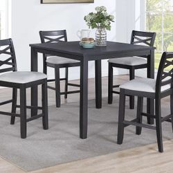 CHARCOAL 42x42 COUNTER HEIGHT DINING TABLE WITH CHAIRS 