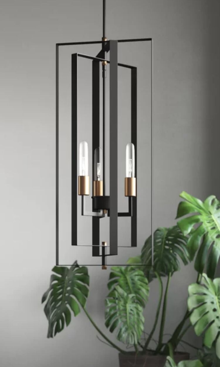 Dewees 3 - Light Candle Style Geometric Chandelier Mercury Row