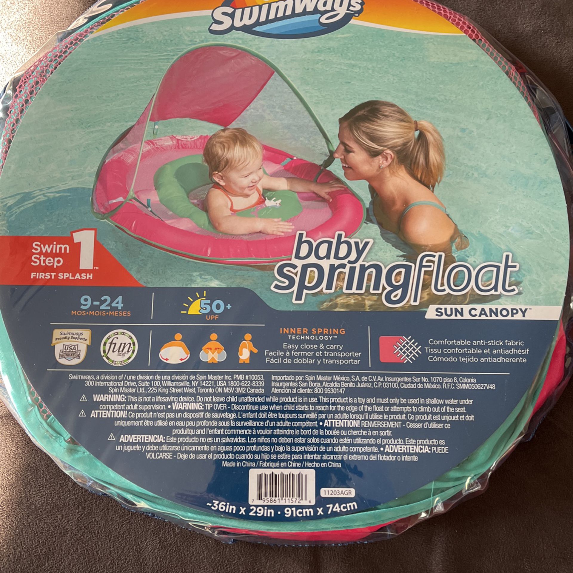 BABY TODDLER SWIM POOL FLOAT WITH CANOPY 
