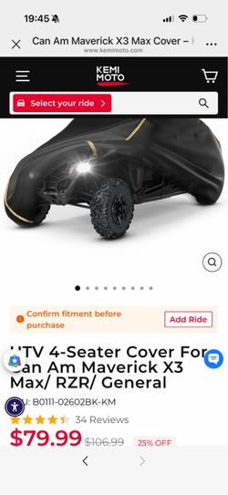 UTV 4-Seater Cover For Can Am Maverick X3 Max/ RZR/ General