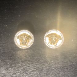 10kt Gold W Real Diamond Earrings Screwbacks