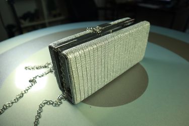 Silver Glitter Clutch Purse