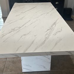 Today : $265    gorgeous•••White Rectangle Faux Marble Top Dining Table H30 in W71in D32in.