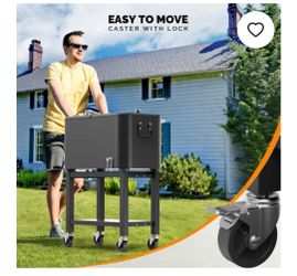 Rolling Patio Cooler Cart with Locking Wheels