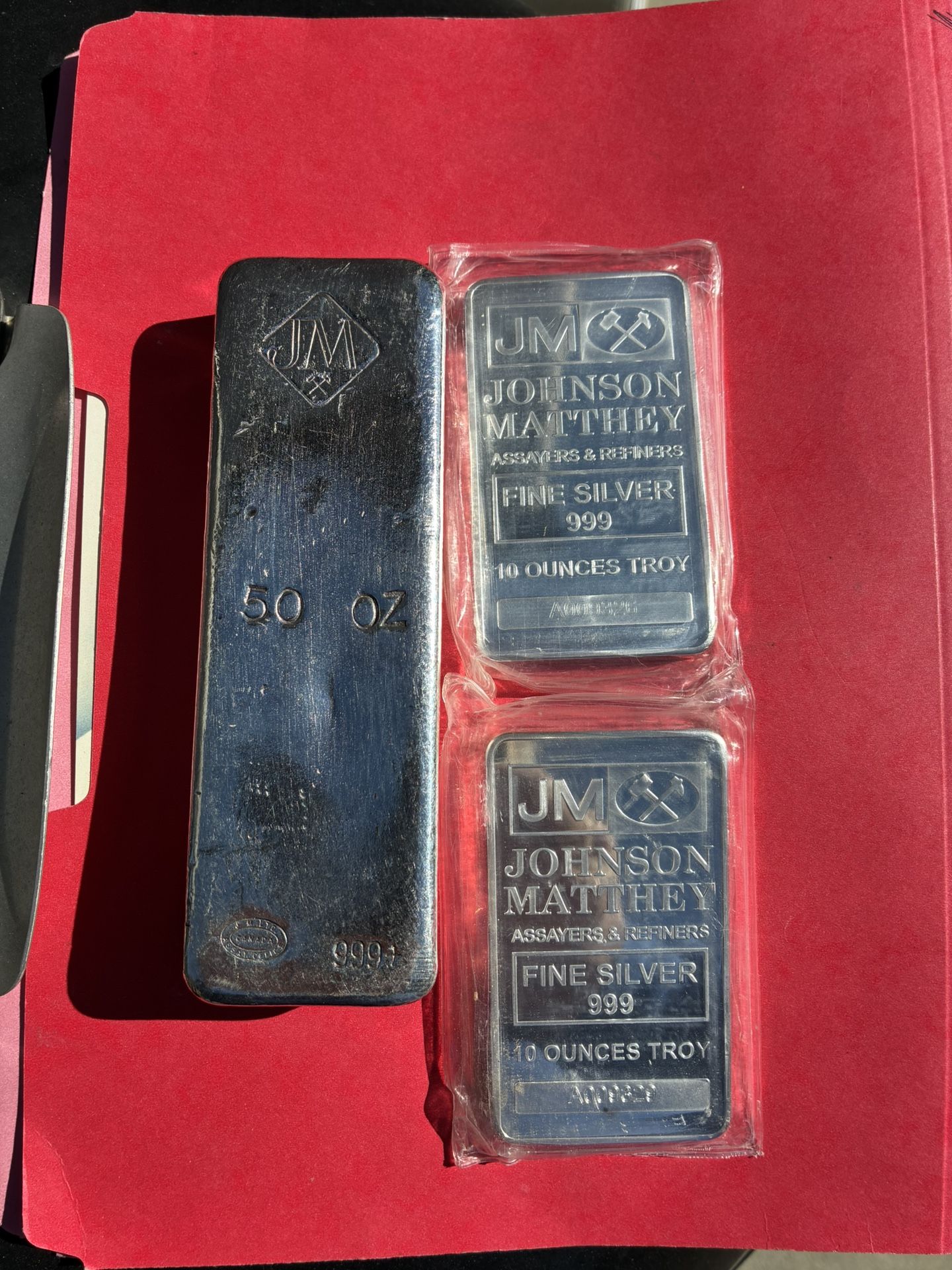 SILVER BARS JOHNSON MATTHEY 50oz & 10oz Read Description