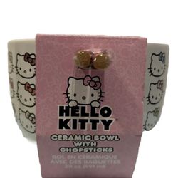 *NEW* Sanrio Hello Kitty Ceramic Bowl With Chopsticks
