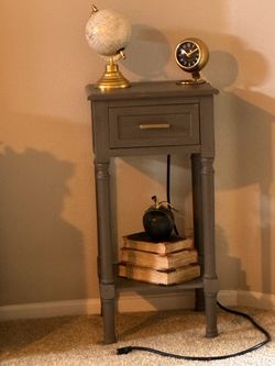 Gray Wood Accent Table with Drawer
