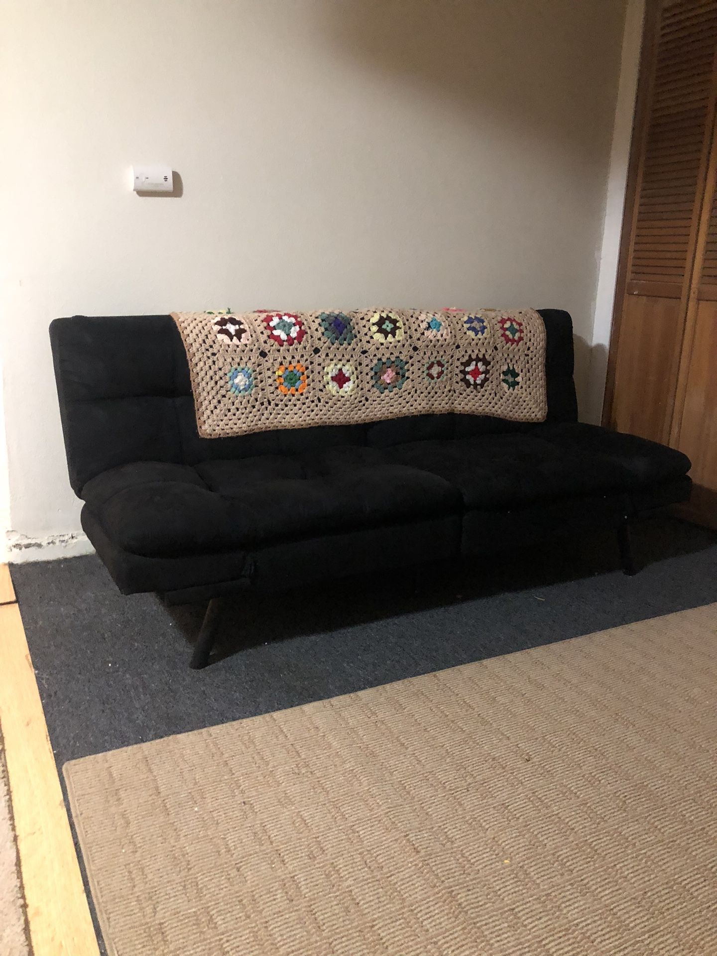 Black suede futon