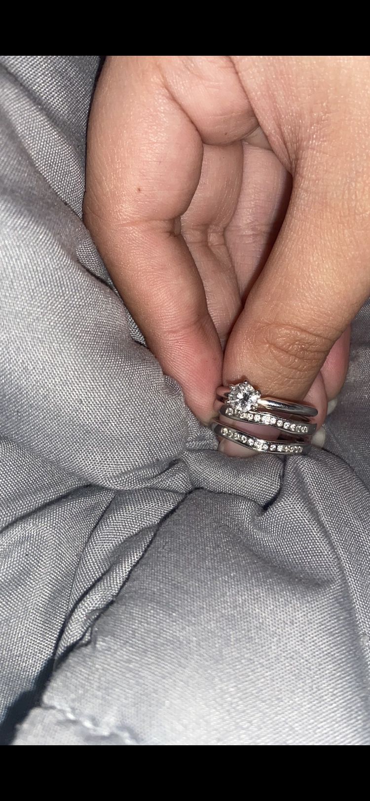 Real Diamond Ring And Wedding Band Set Size 7