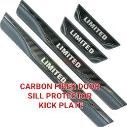 4 pcs Carbon Fiber Style Auto Door Sill Kick Plate Protectors