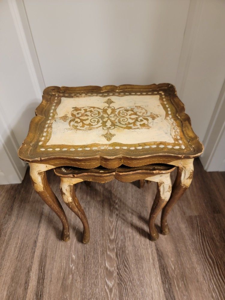 Antique Italian Florentine Nesting Tables 2pc
