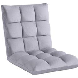 Microfiber Reclining Floor Chair, Gaming Sofa Chair, Adjustable, Cushioned -by Chic Home Design "Daphene" (GRAY)