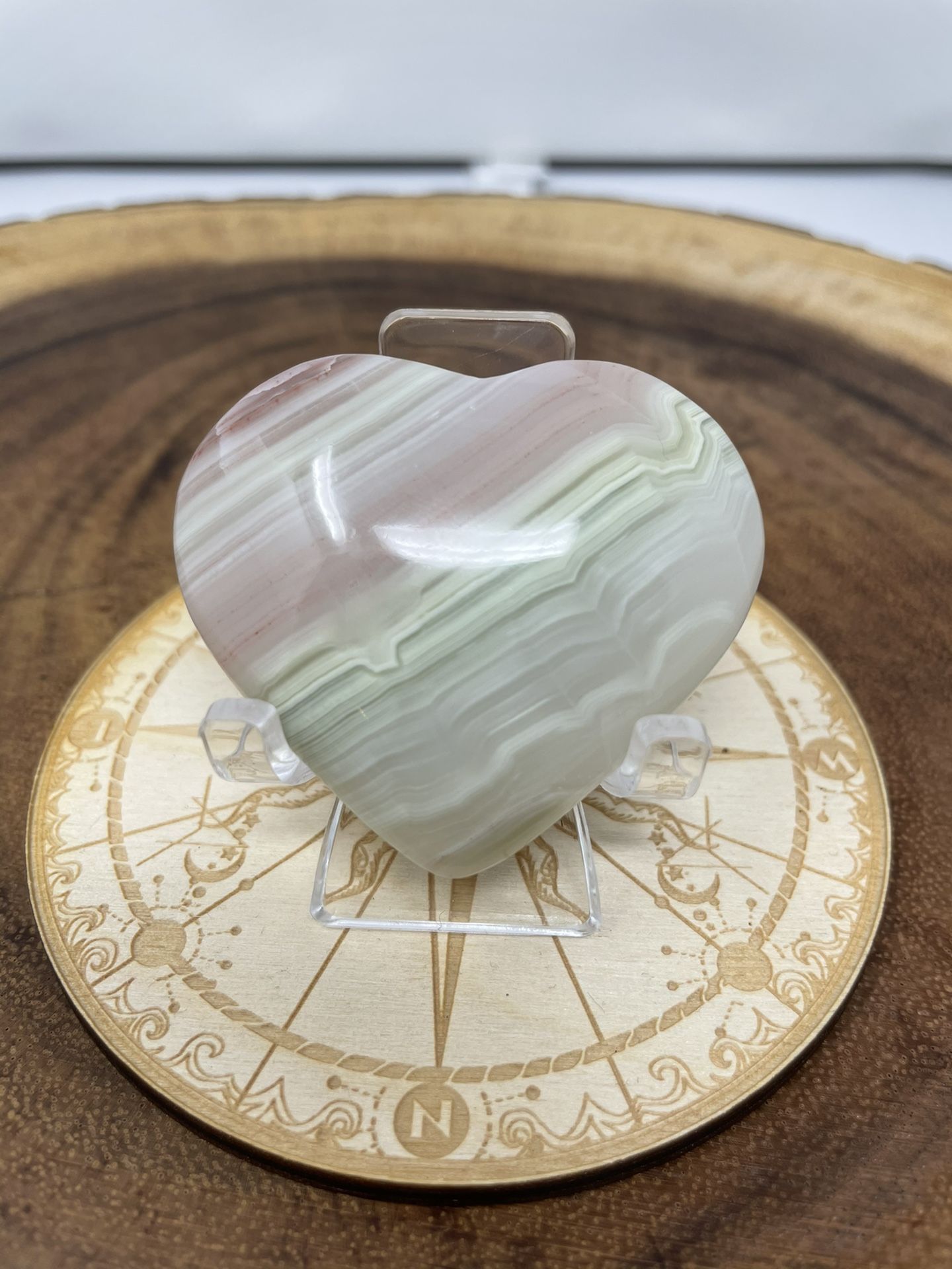 Pink Banded Onyx Heart
