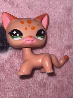 Authentic LPS Shorthair Cat #1116 Vintage Hasbro G2 Orange Spots Green Eyes