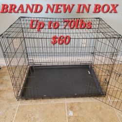 New IN Box! L'xl Dog Crate 2 Doors With Tray Up To 70lbs Folding Puppy Dog Kennel Animal Cage Add A Bed For $15 