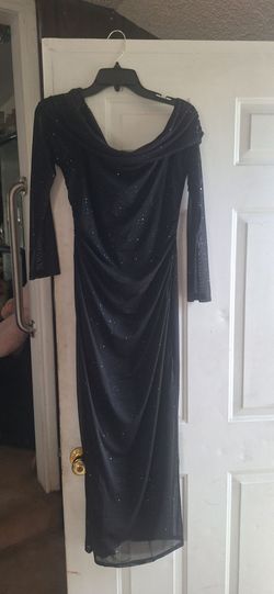 Black Glitter Long Sleeve Formal Gown