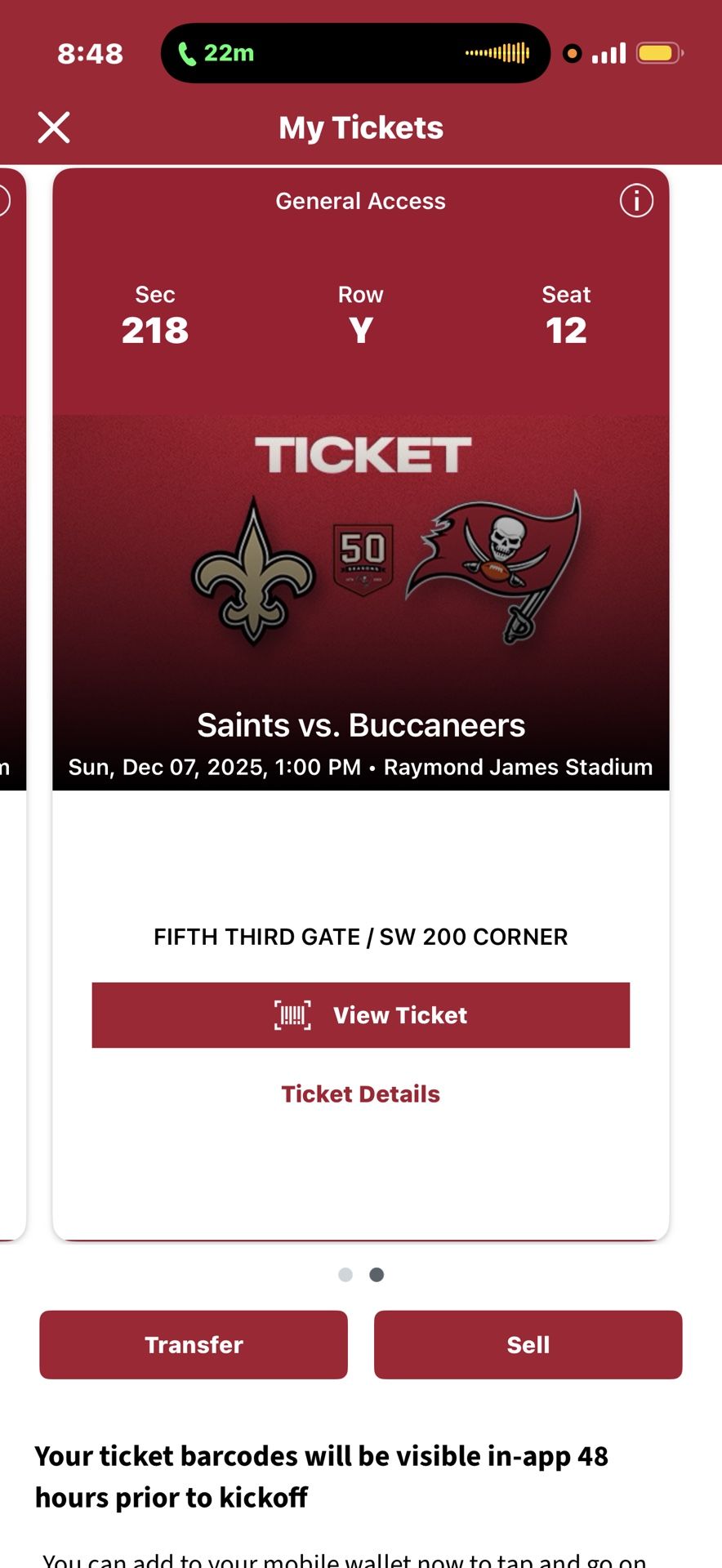 Tampa Bay Bucs vs New Orleans Saints- 2-Tickets This Sunday