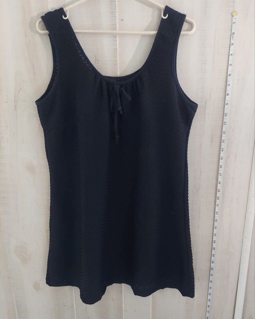 Dotti Swim Black Sleeveless Swim Coverup Womend Size Large Sheer Short Dress