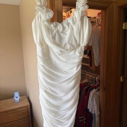 Selfie Leslie White Ruched Dress 